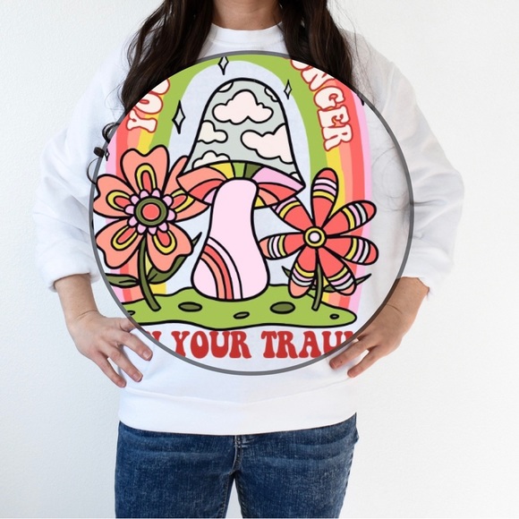 Stronger than trauma mental health graphic crewneck sweatshirt oversized XL - Picture 4 of 10